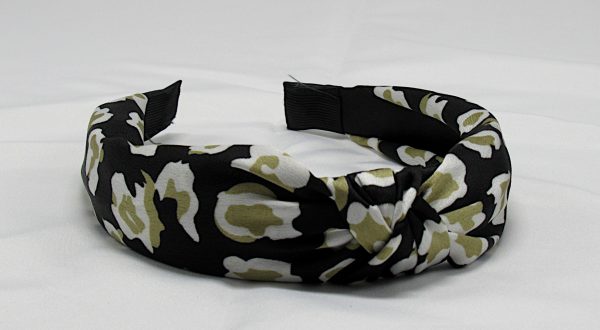 Leopard Print Knotted Headband-Black