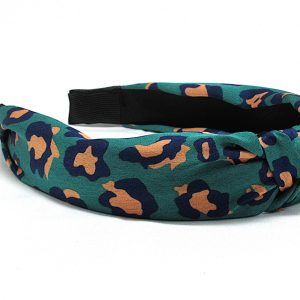 Leopard Print Knotted Headband-Green