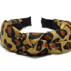 Leopard Print Knotted Headband-Brown