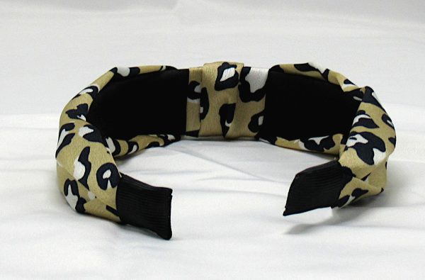 Leopard Print Knotted Headband-Khaki