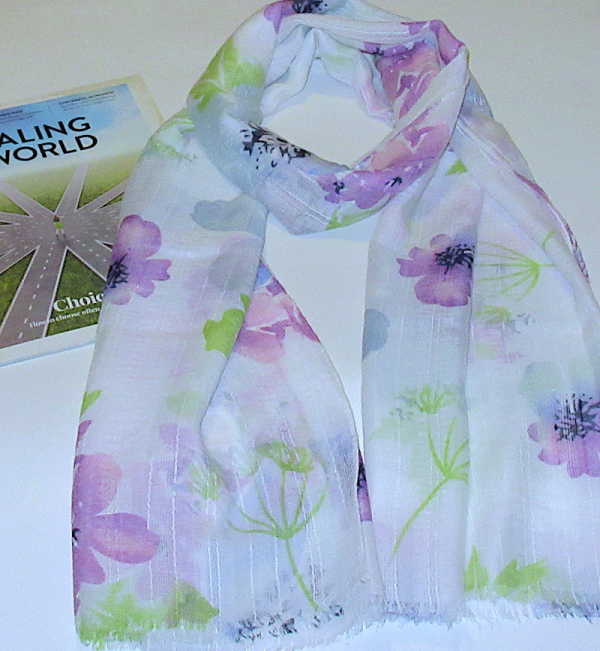 Watercolor Blooms Floral Print Scarf Shawl